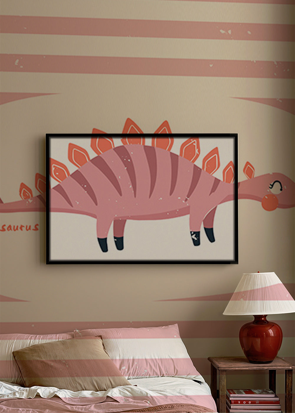 Barnposter Stegosaurus på pastellränder