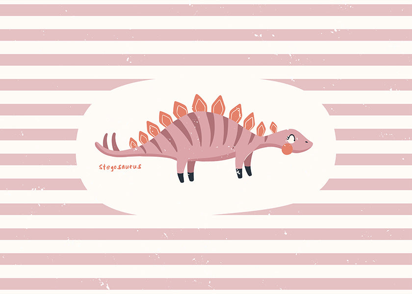 Barnposter Stegosaurus på pastellränder