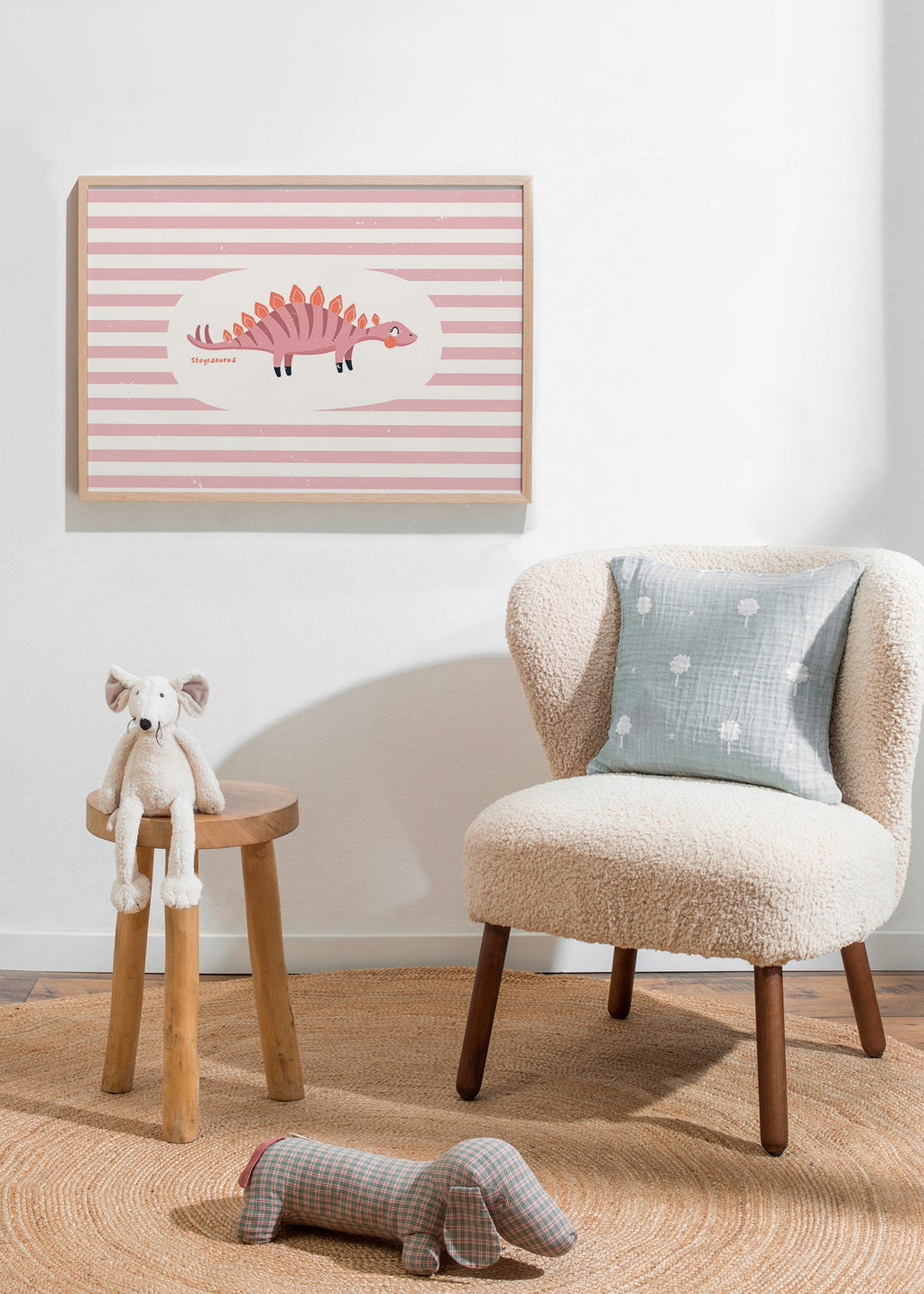 Barnposter Stegosaurus på pastellränder