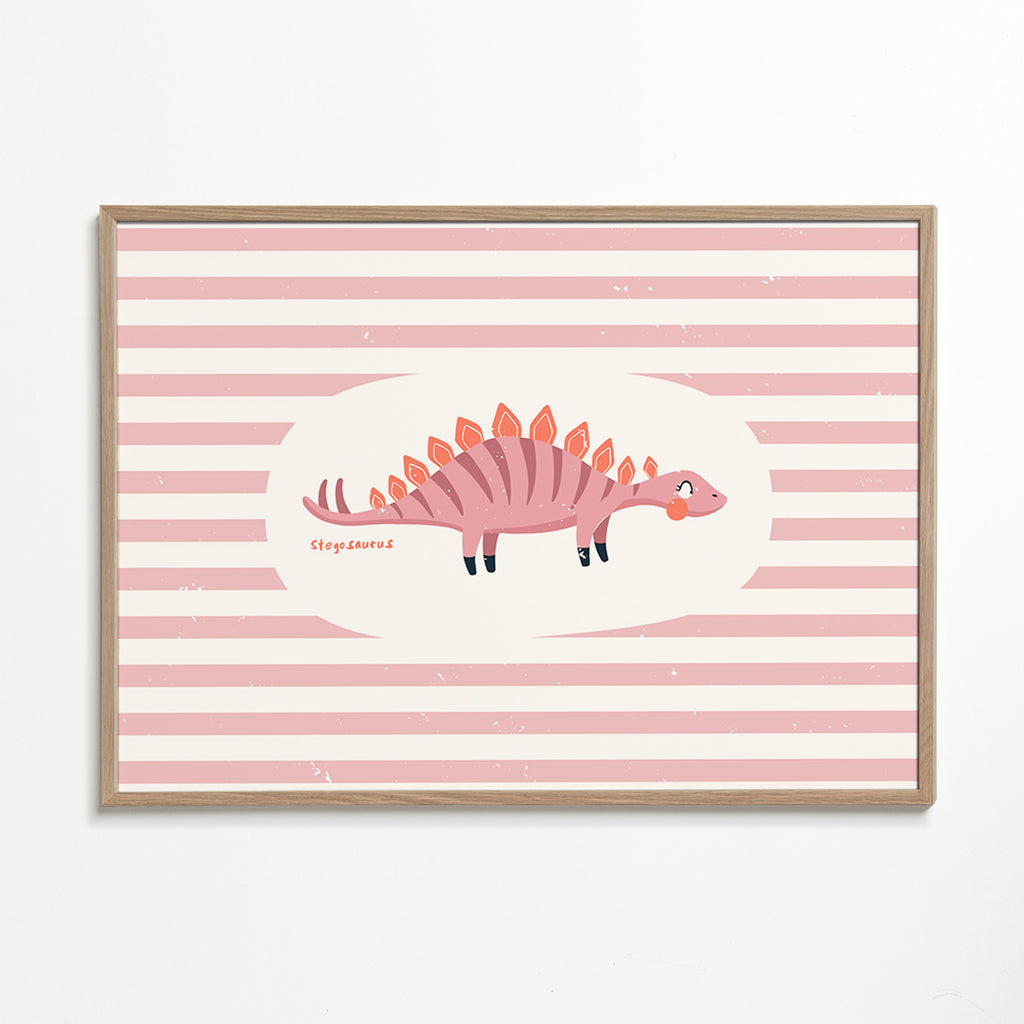 Barnposter Stegosaurus på pastellränder
