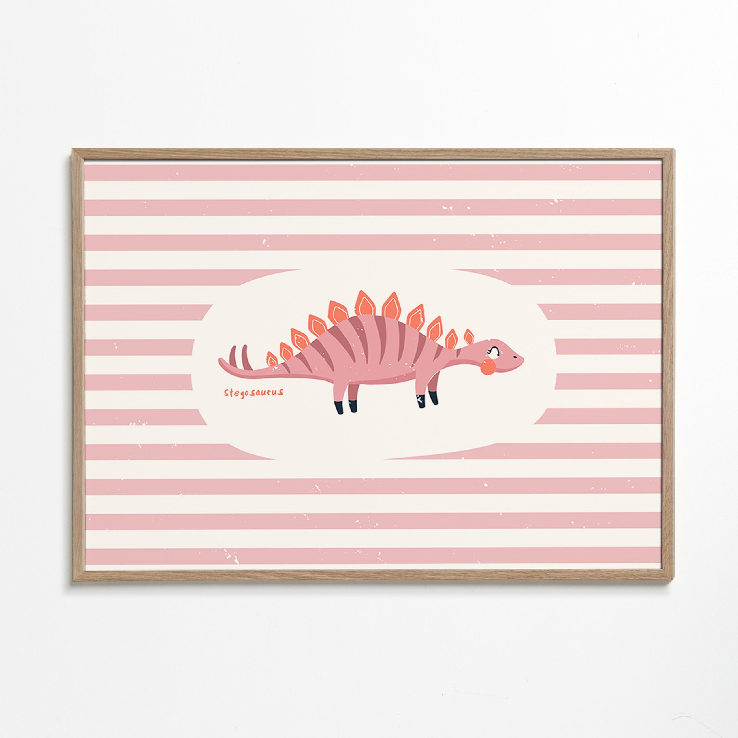 Barnposter Stegosaurus på pastellränder