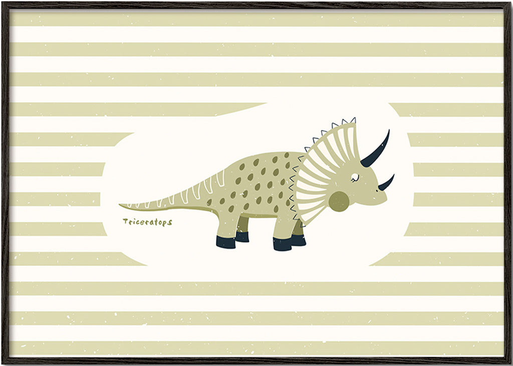 Barnposter Triceratops grön