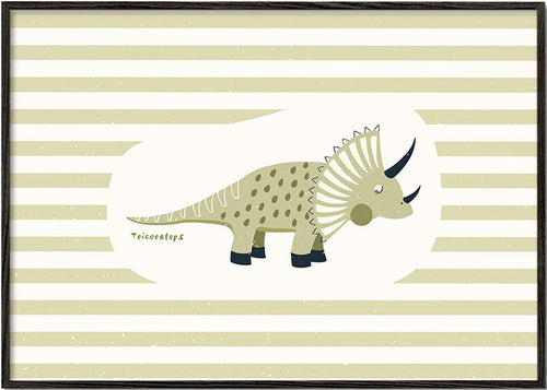 Barnposter Triceratops grön