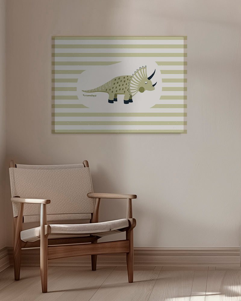 Barnposter Triceratops grön