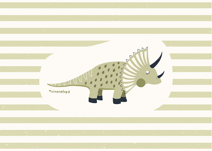 Barnposter Triceratops grön