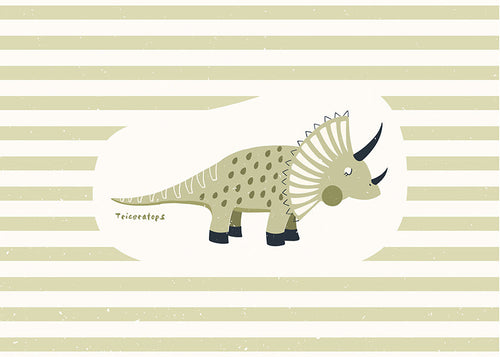 Barnposter Triceratops grön