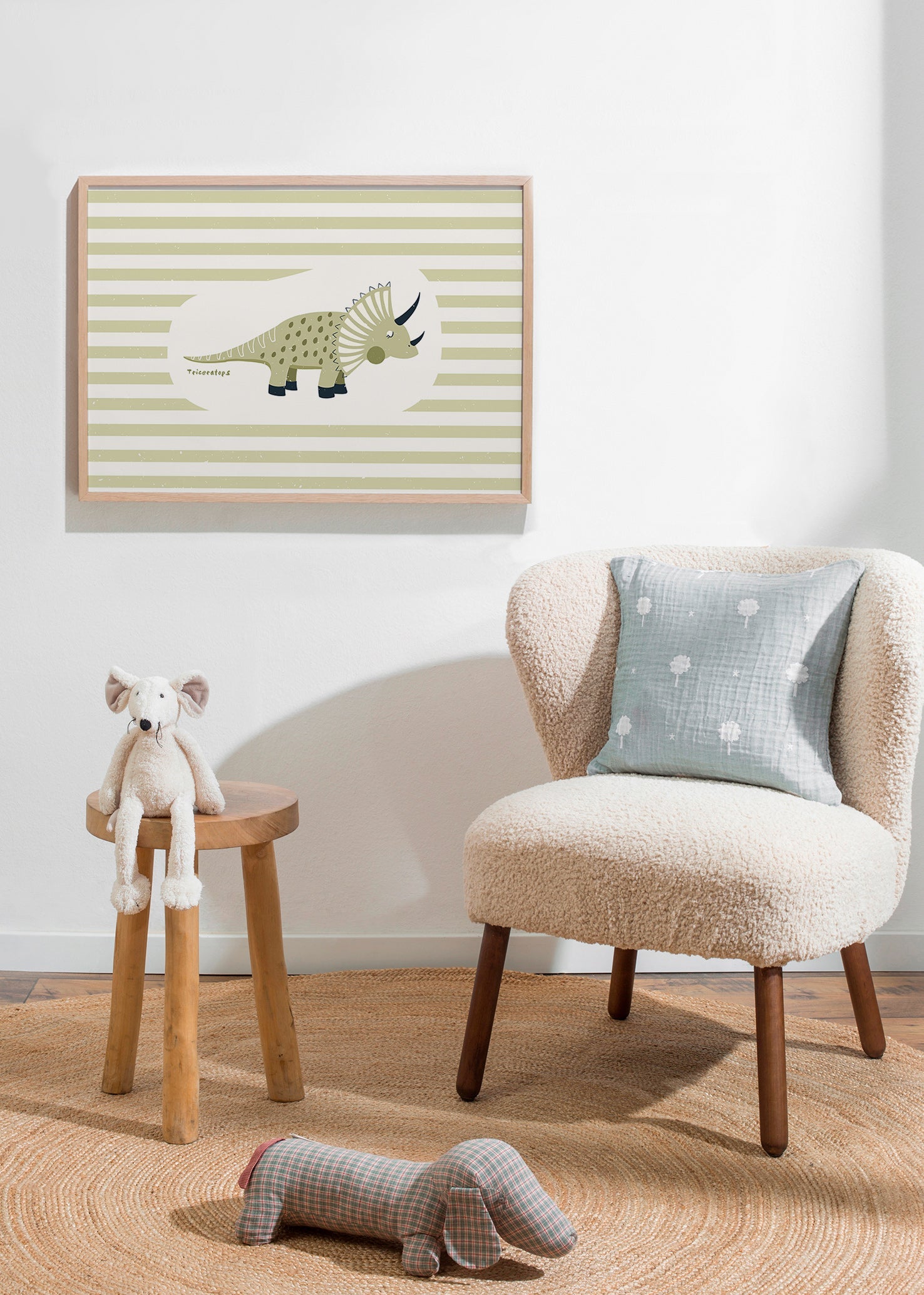 Barnposter Triceratops grön