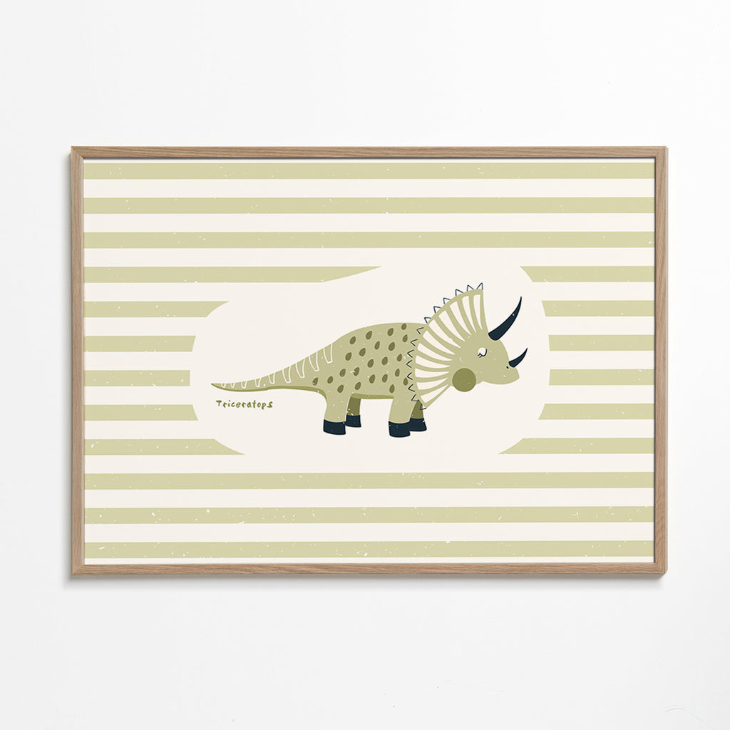 Barnposter Triceratops grön