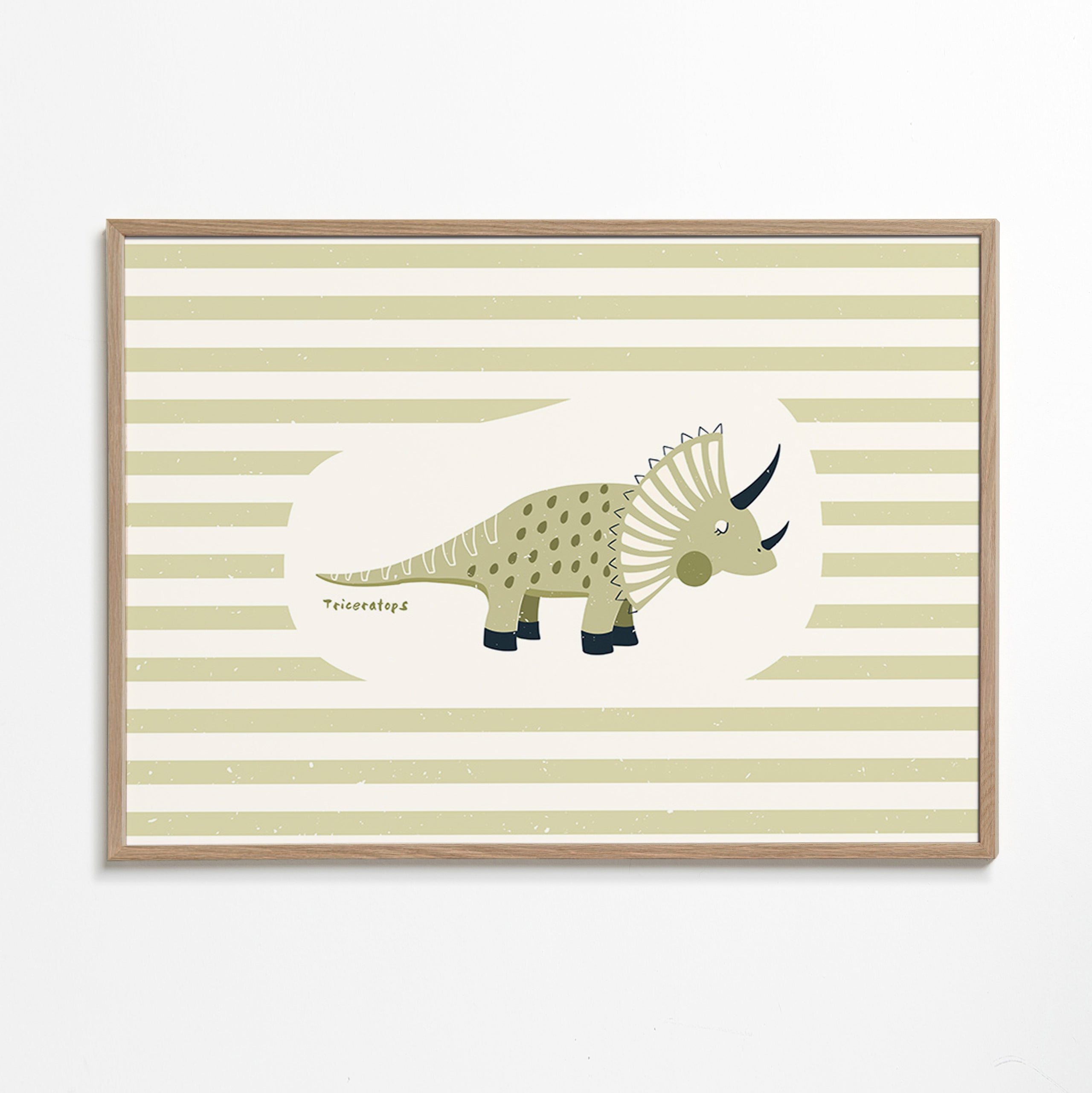 Barnposter Triceratops grön