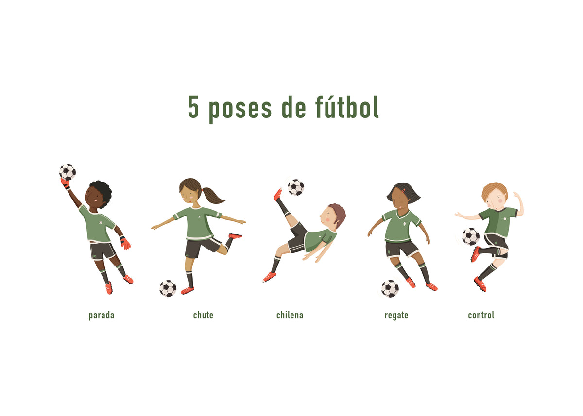 5 poses de fútbol - Unframed art print