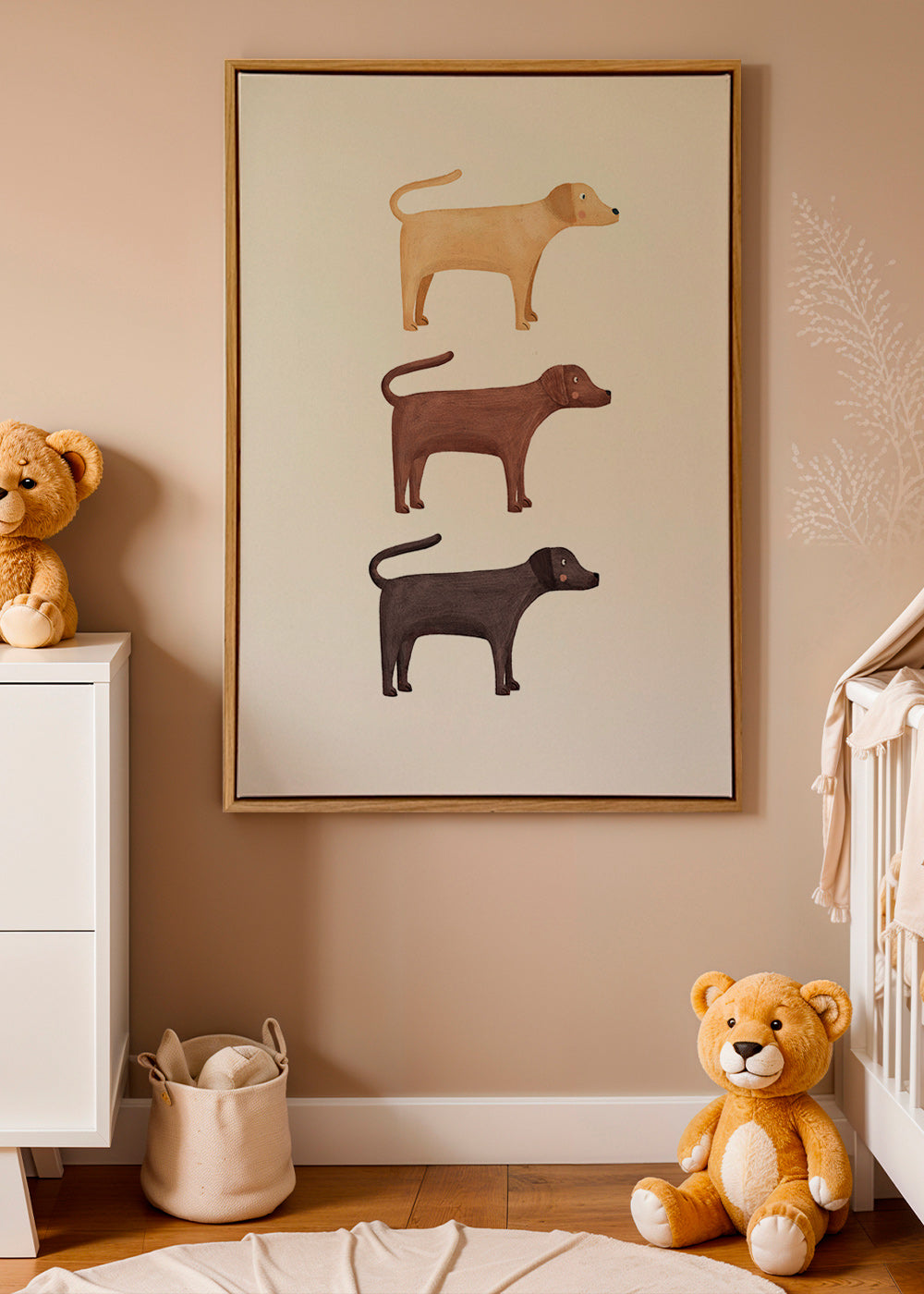 Plansch tre labradorer minimalistisk