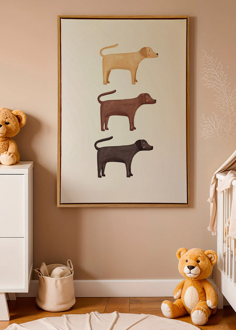 Plansch tre labradorer minimalistisk