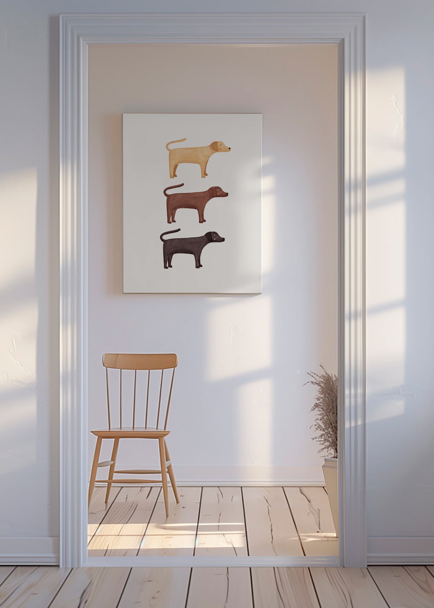 Plansch tre labradorer minimalistisk