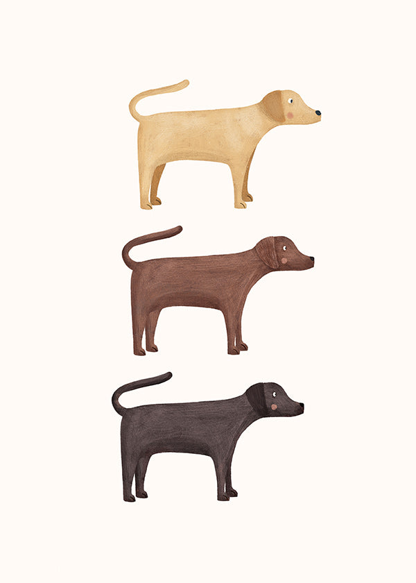 Plansch tre labradorer minimalistisk