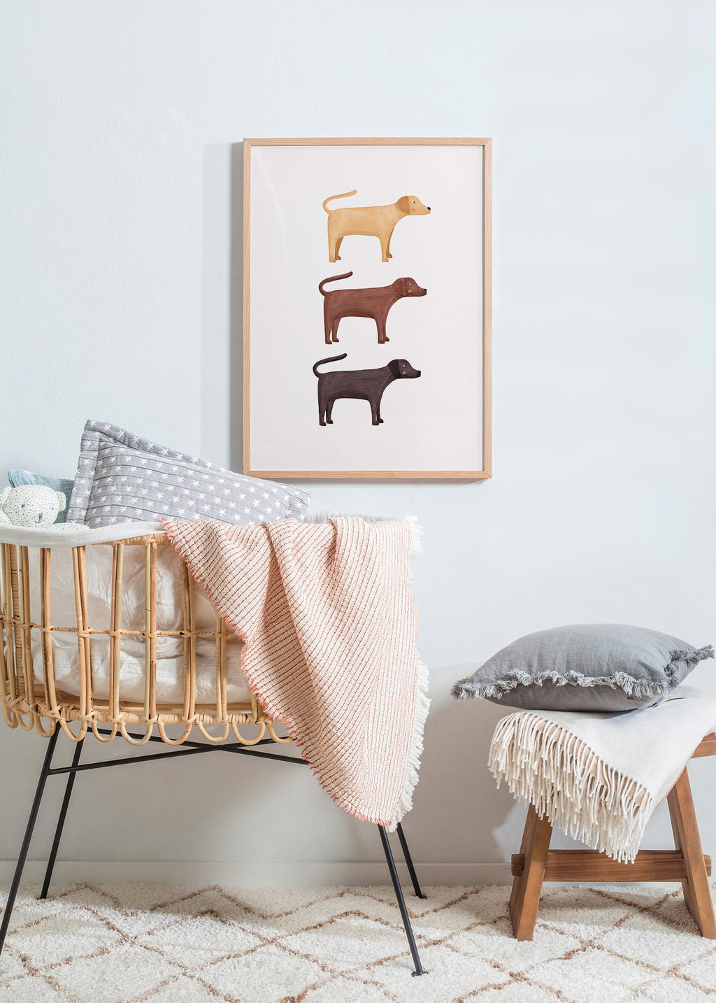 Plansch tre labradorer minimalistisk