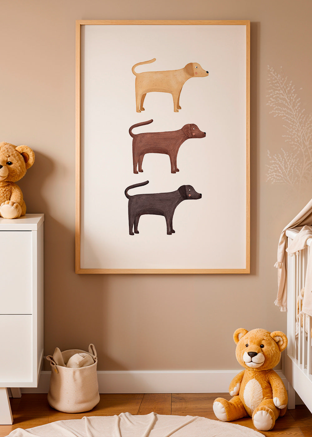 Plansch tre labradorer minimalistisk