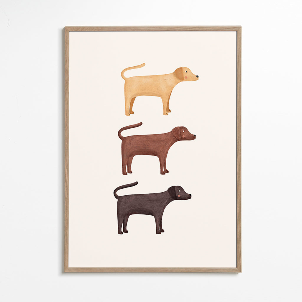 Plansch tre labradorer minimalistisk