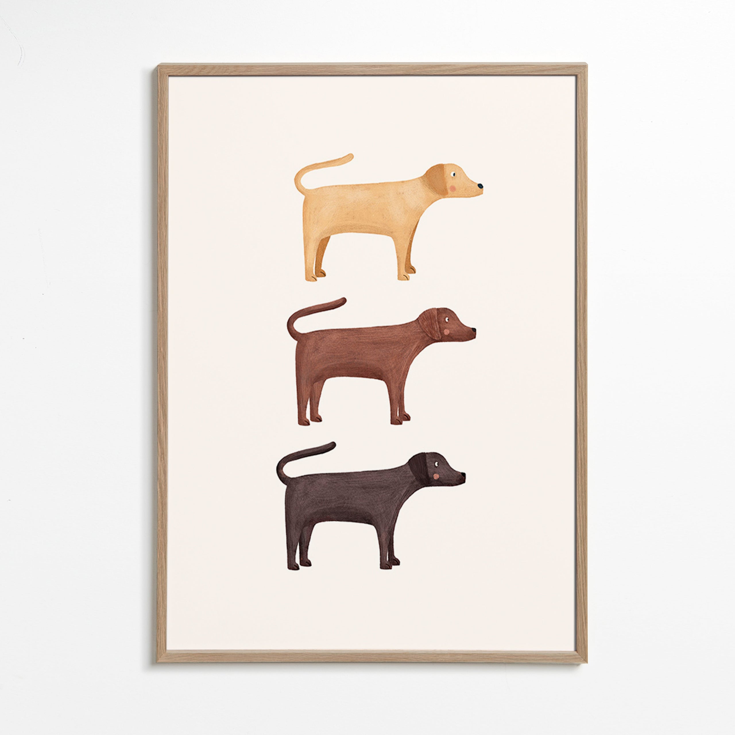 Plansch tre labradorer minimalistisk