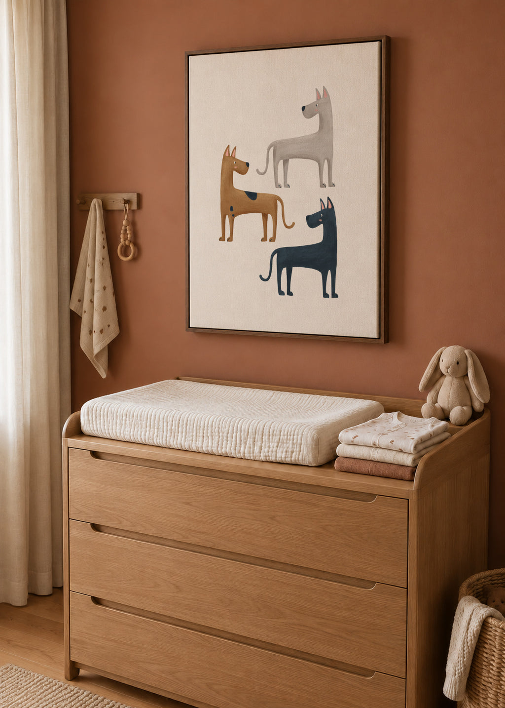 Three Great Dane Dogs - Framed canvas in an interior