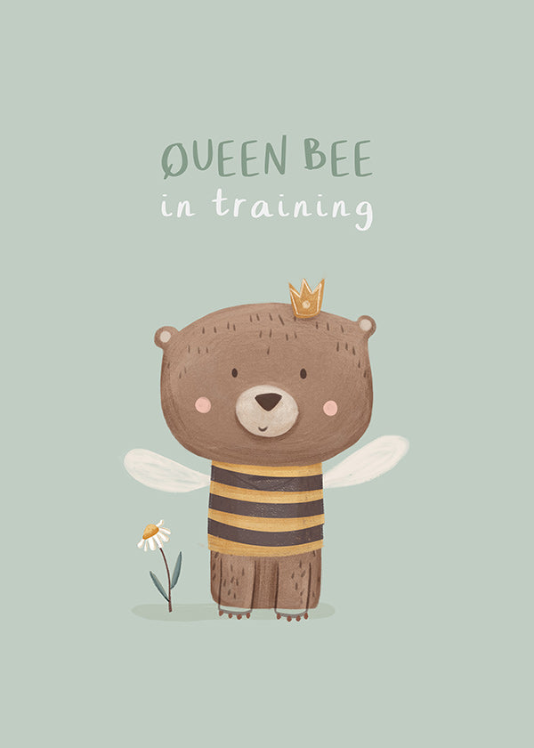 Barnposter Björn 'Queen Bee' med krona