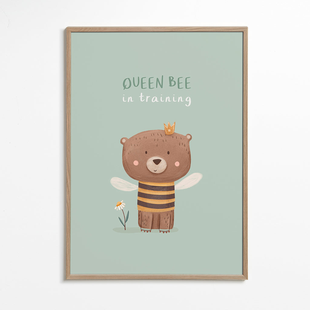 Barnposter Björn 'Queen Bee' med krona