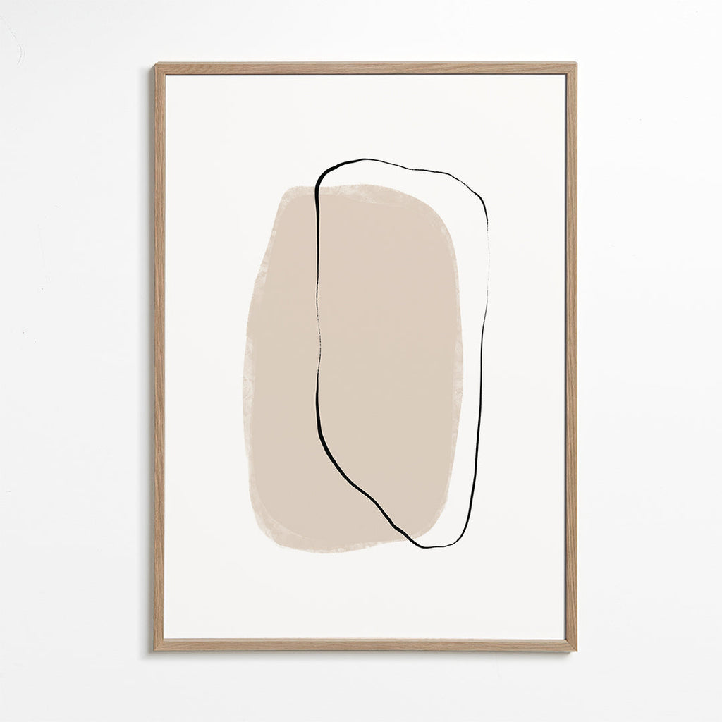Minimalistisk beige linjekonst