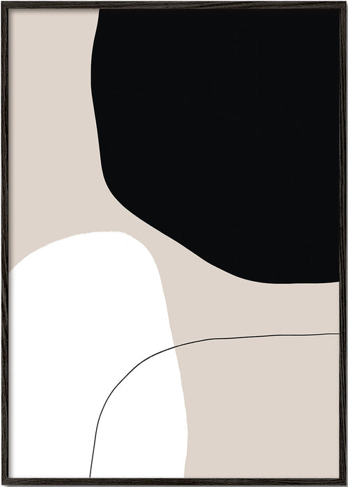 Minimalistisk design med organiska svarta och beige former