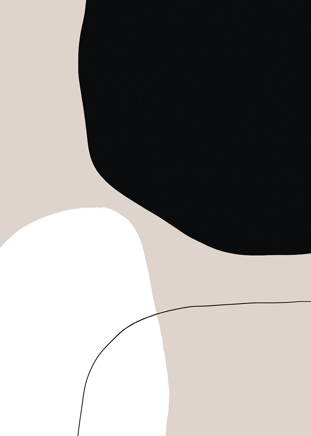 Minimalistisk design med organiska svarta och beige former