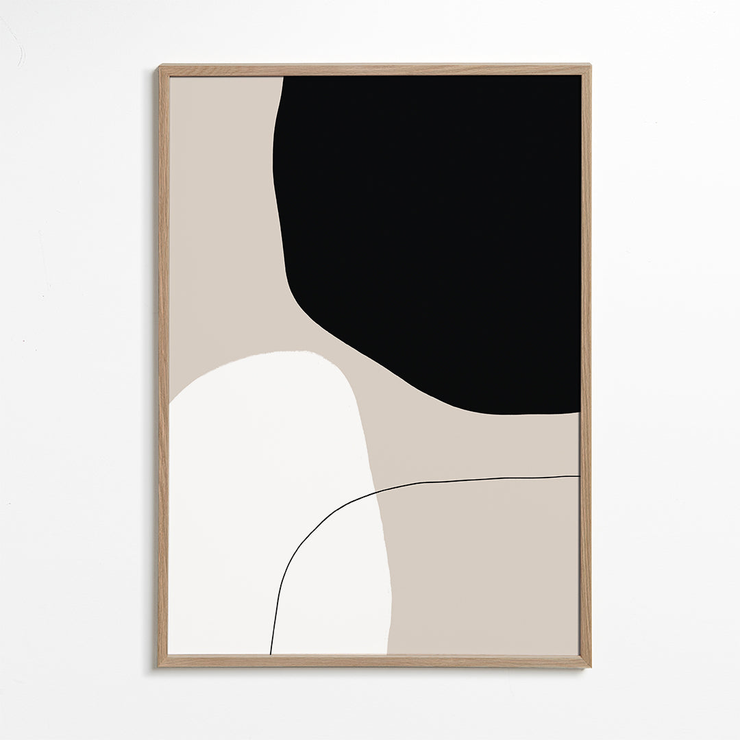 Minimalistisk design med organiska svarta och beige former