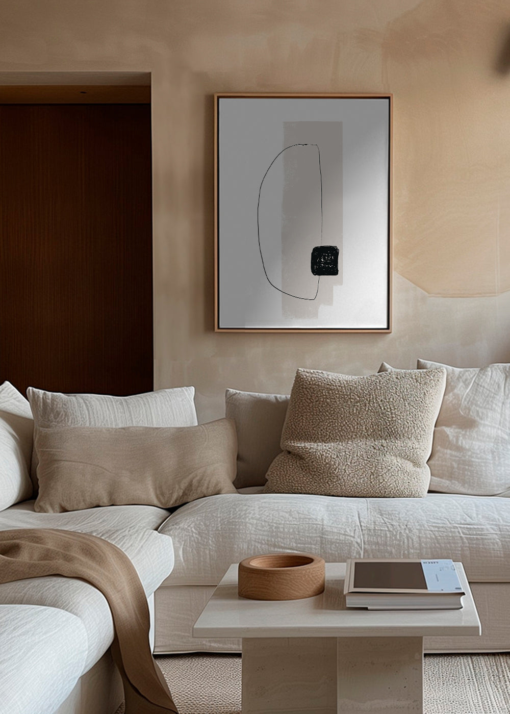 Minimalistisk konst med organisk linje