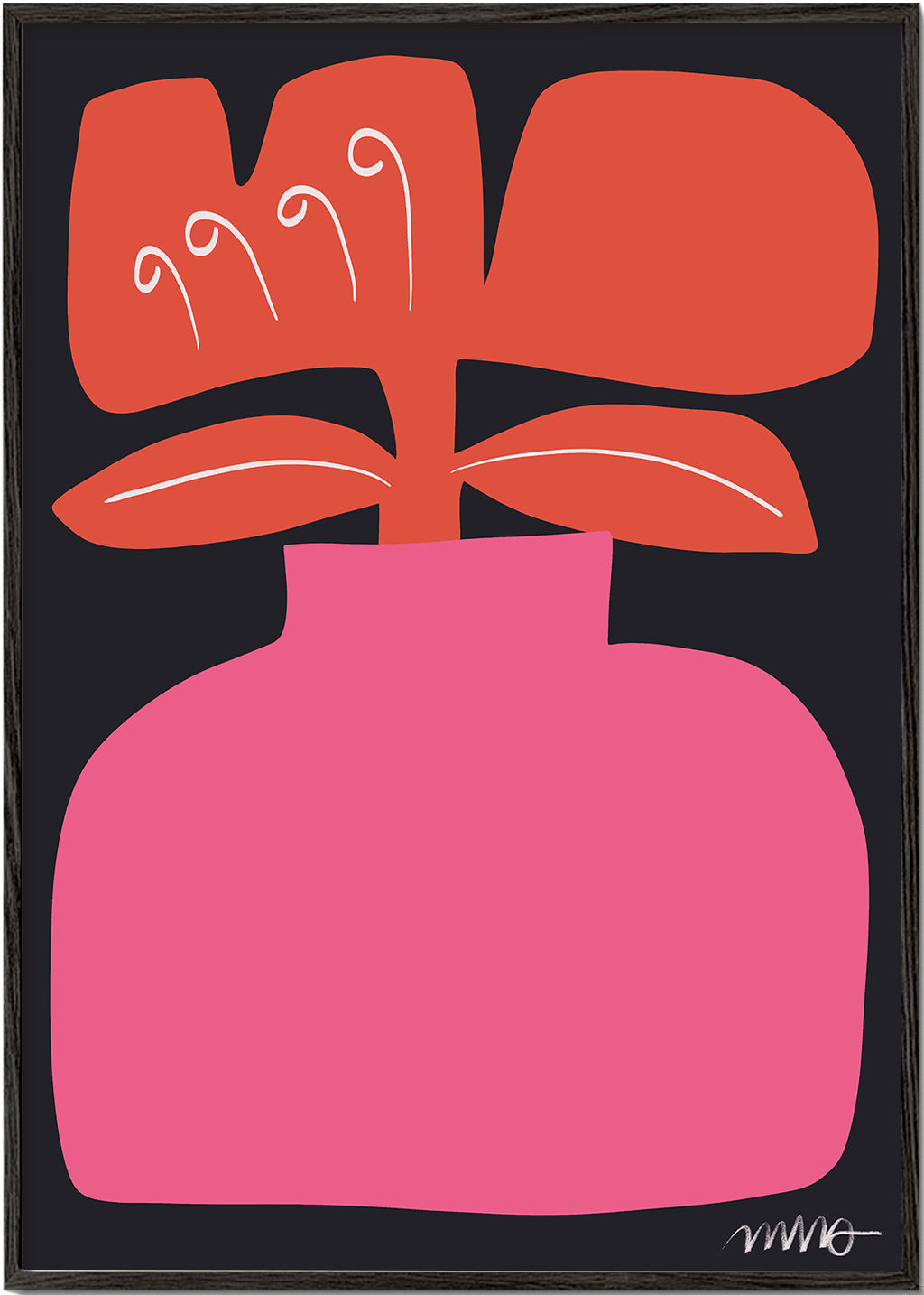 Botanisk poster rosa stiliserad blomma