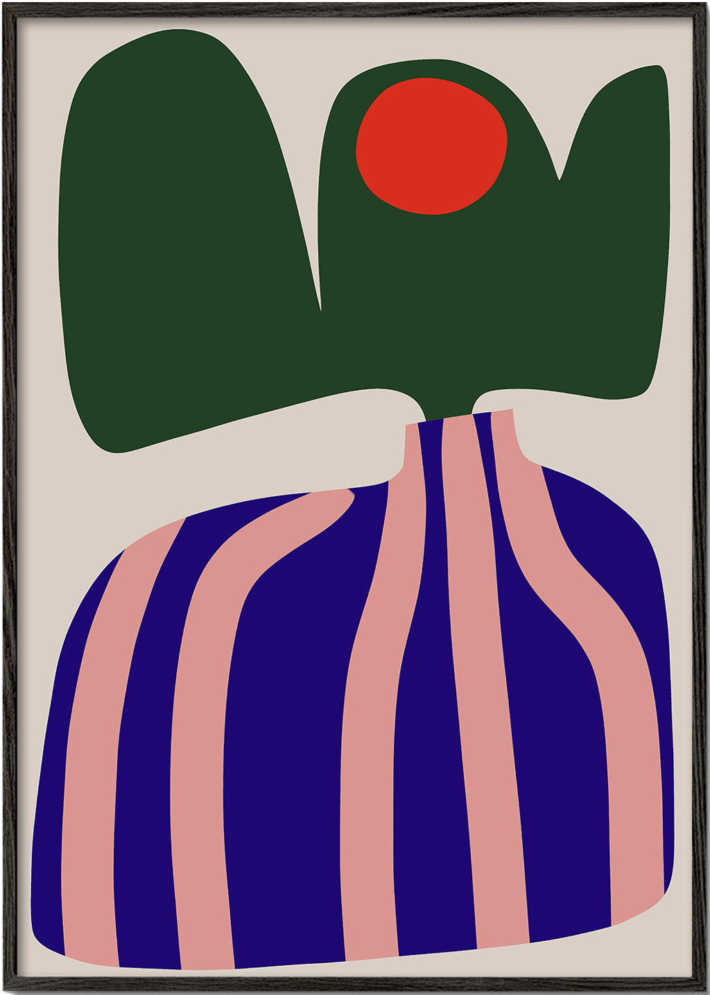 Botanisk poster med organiska rosa och blå former