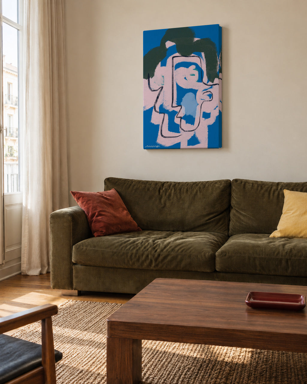 Corrupted portrait 02 - Unframed canvas in an interior