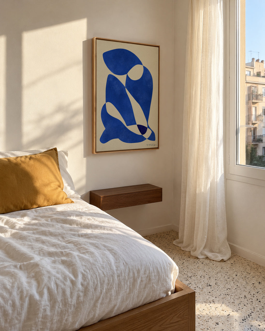 Blue Nude - Framed canvas in an interior