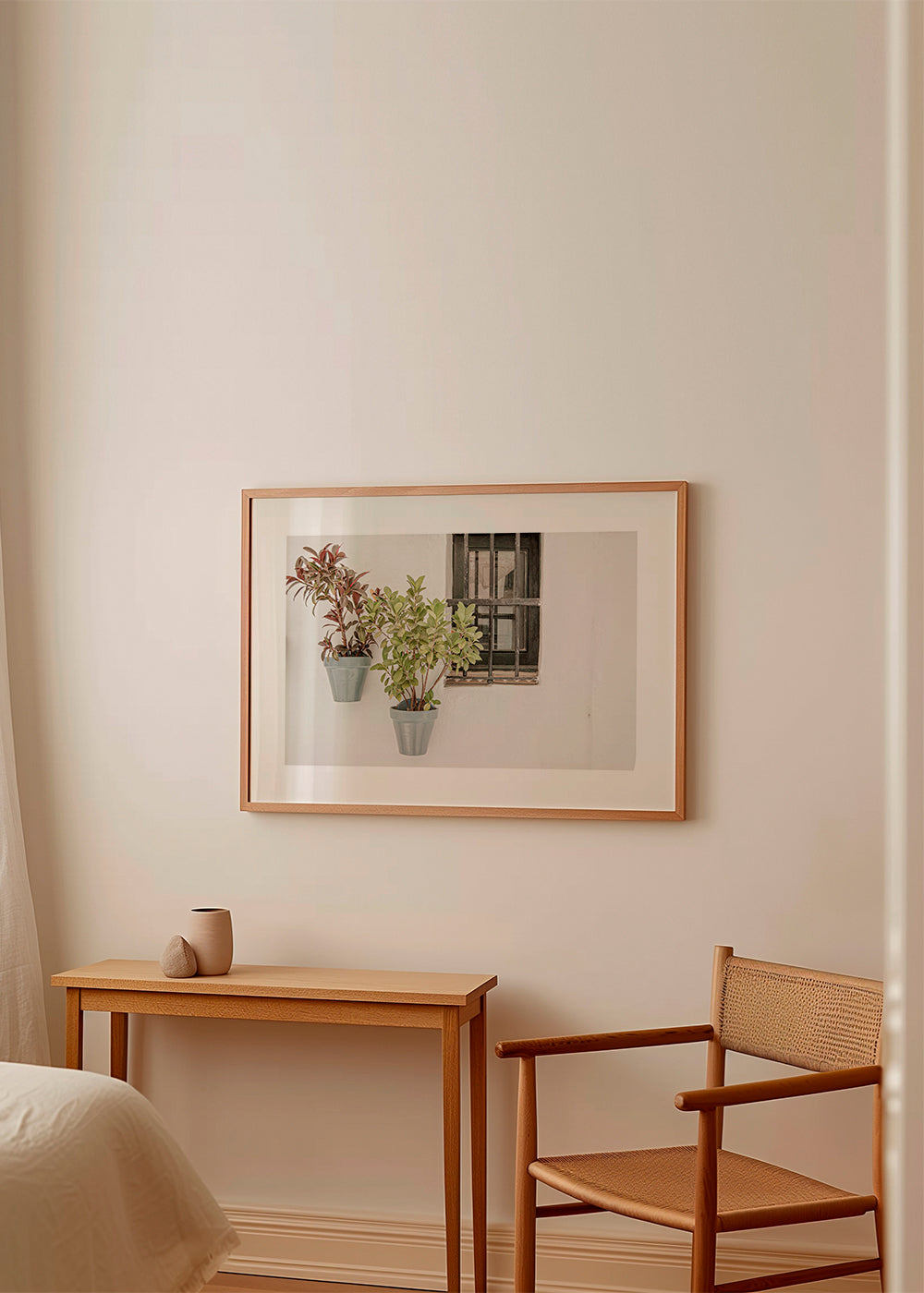 Botanisk poster: krukväxter vid fönstret