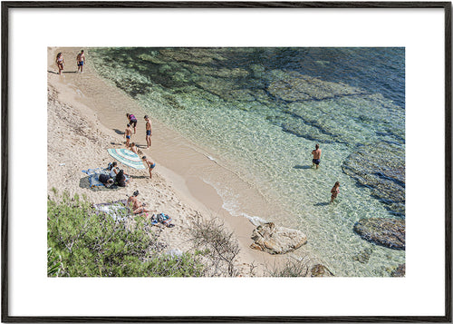 Landskapstryck: kuststrand sedd uppifrån