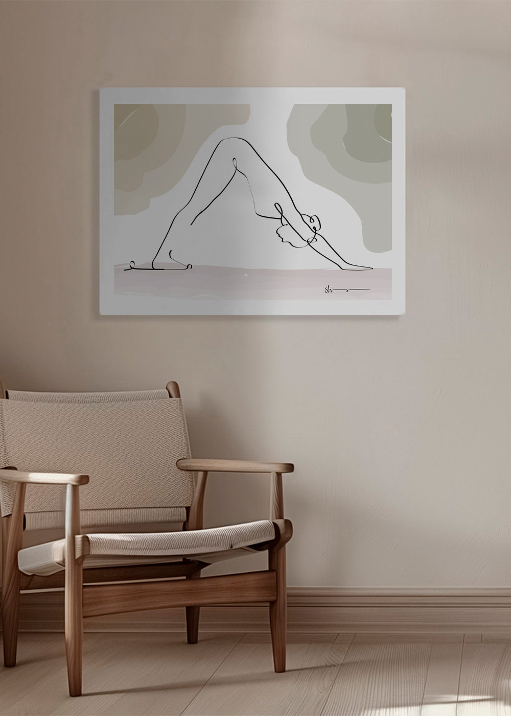 Avslappnat design: nedåtvänd hund i ett streck