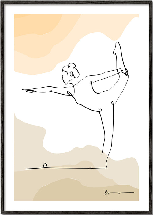 Avslappnande design: yogaposition i ett streck