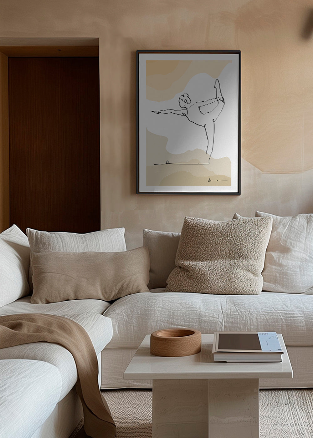 Avslappnande design: yogaposition i ett streck