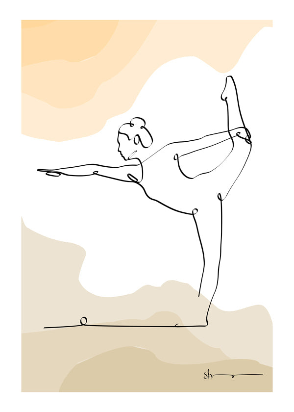 Avslappnande design: yogaposition i ett streck