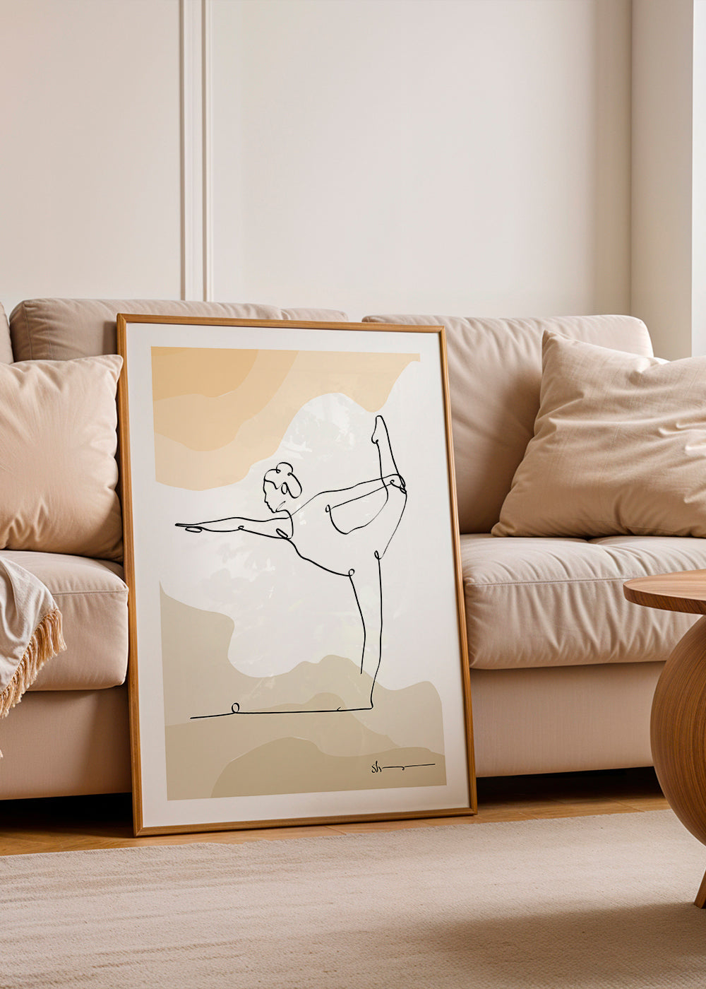 Avslappnande design: yogaposition i ett streck
