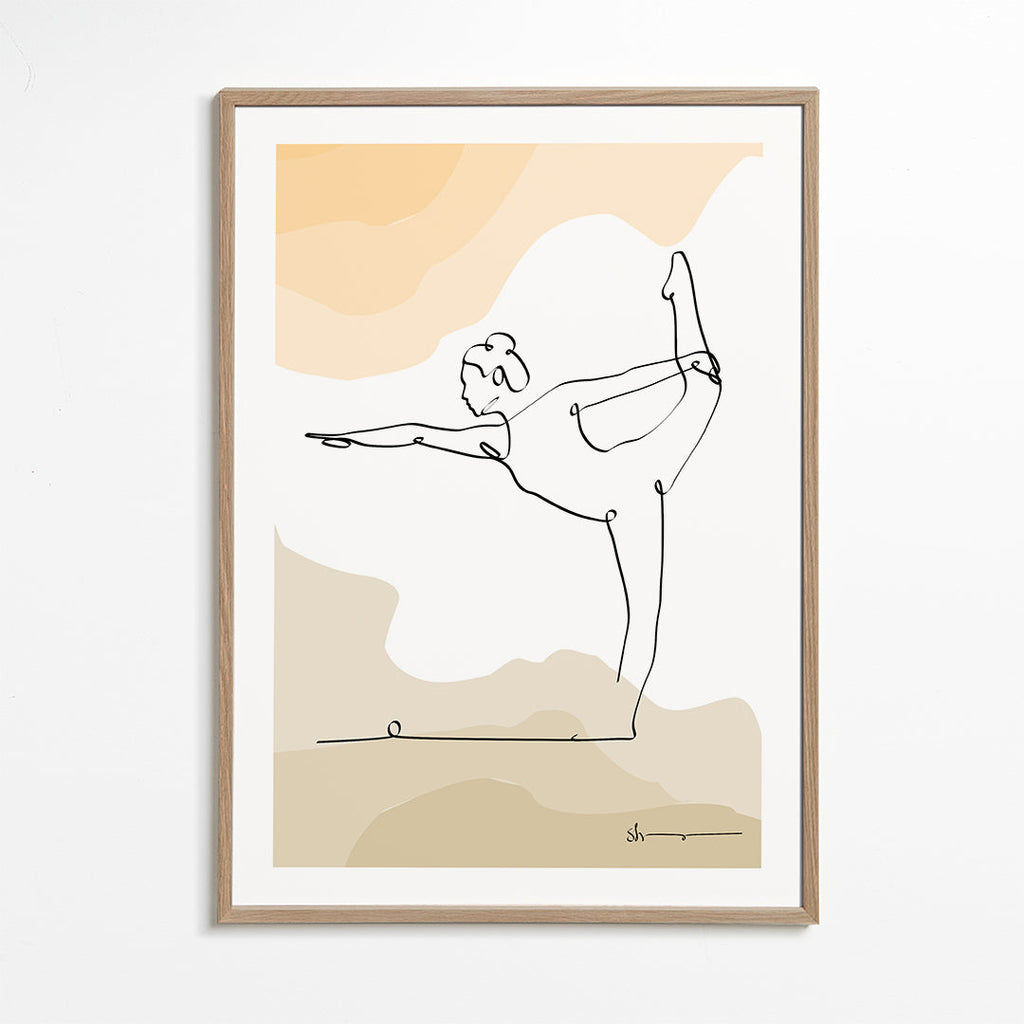 Avslappnande design: yogaposition i ett streck