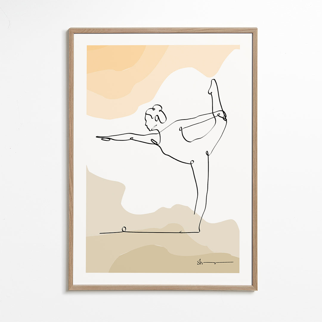 Avslappnande design: yogaposition i ett streck