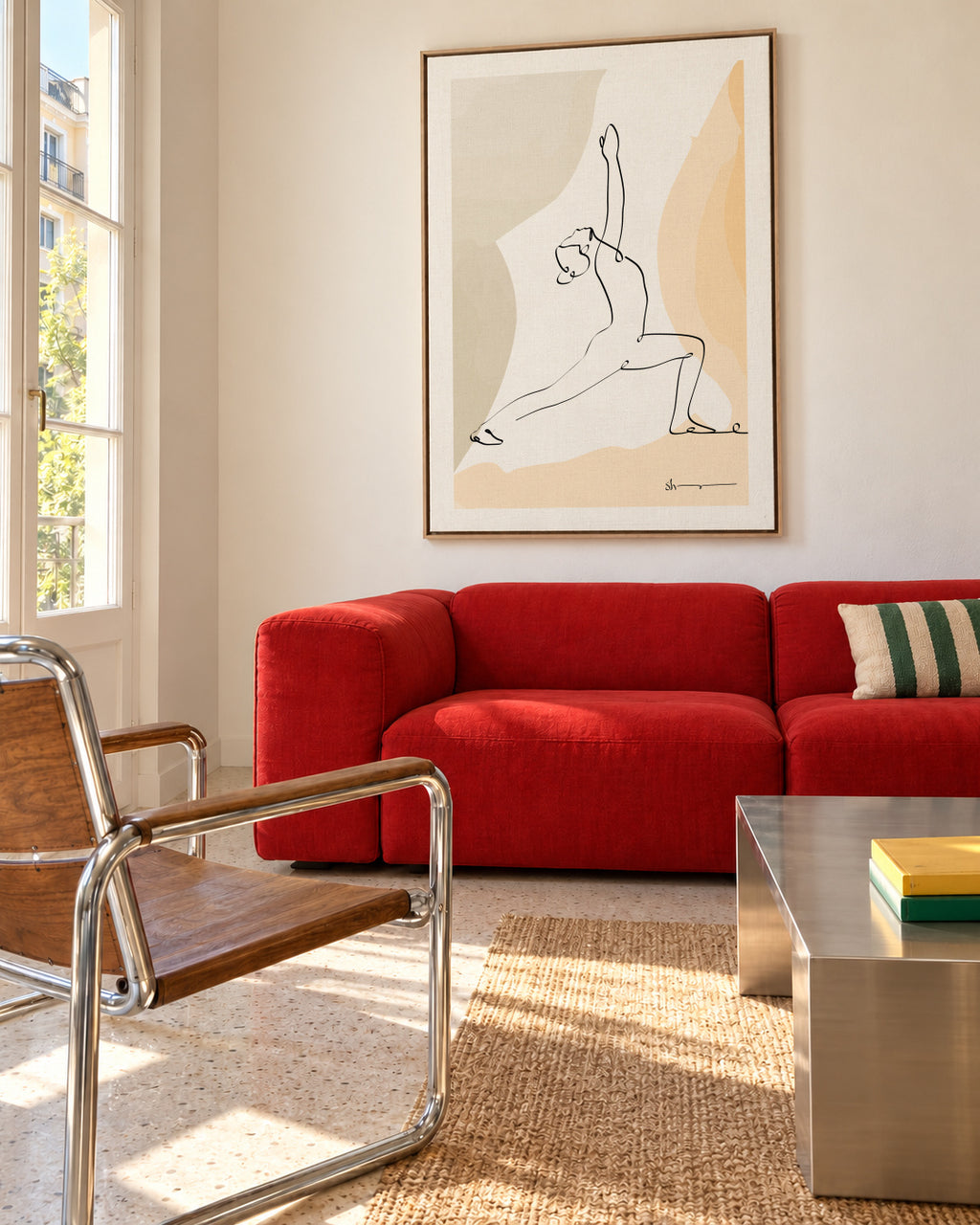 Warrior Pose - Virabhadrasana - Framed canvas in an interior