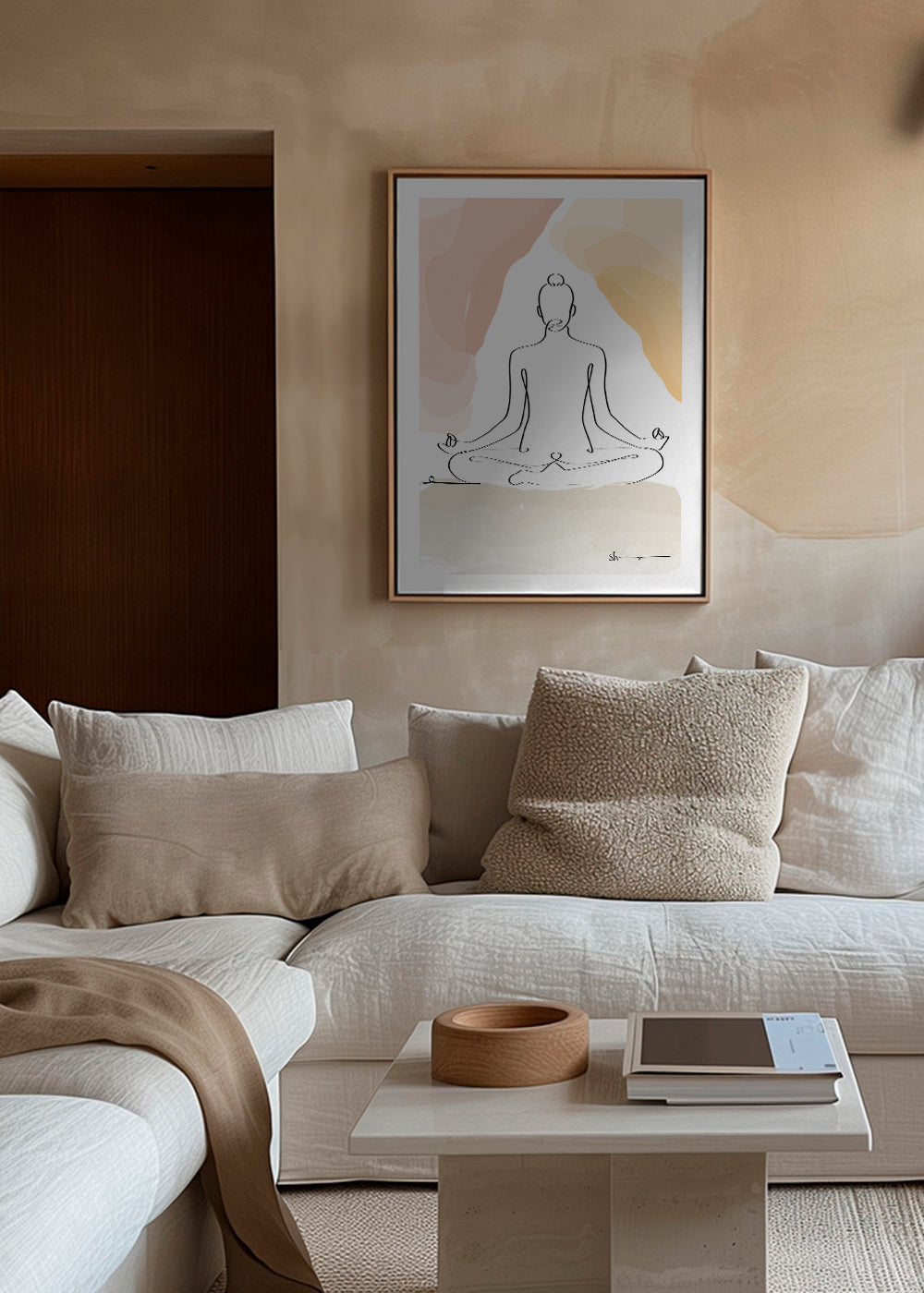 Avslappnat linjedesign: mediterande figur