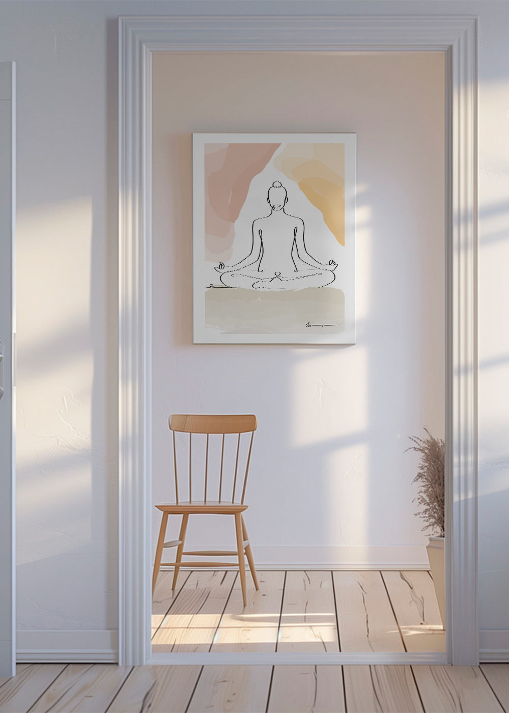 Avslappnat linjedesign: mediterande figur