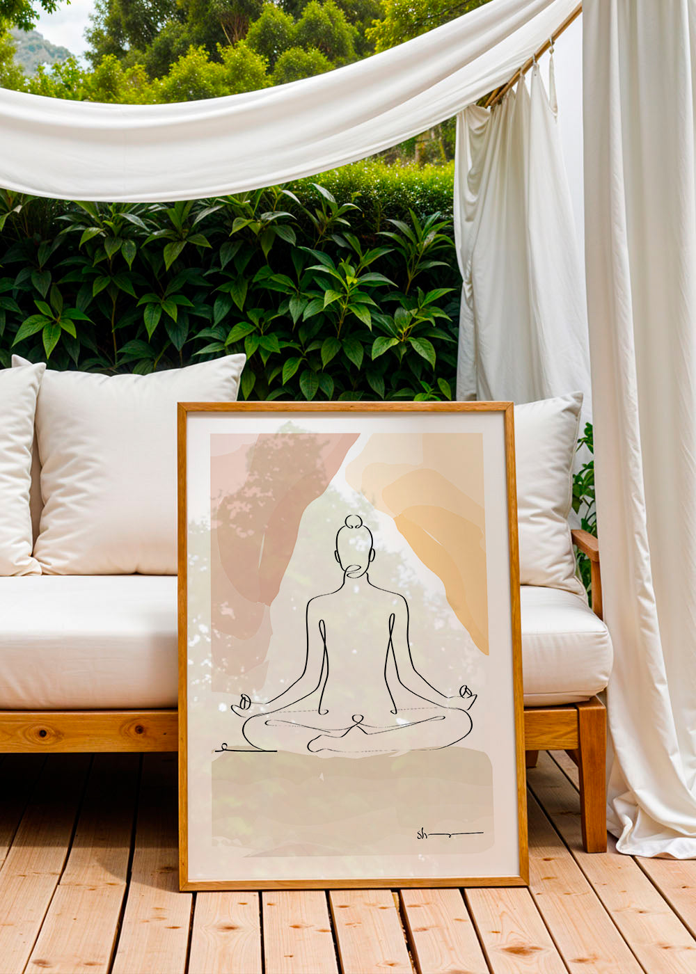 Avslappnat linjedesign: mediterande figur