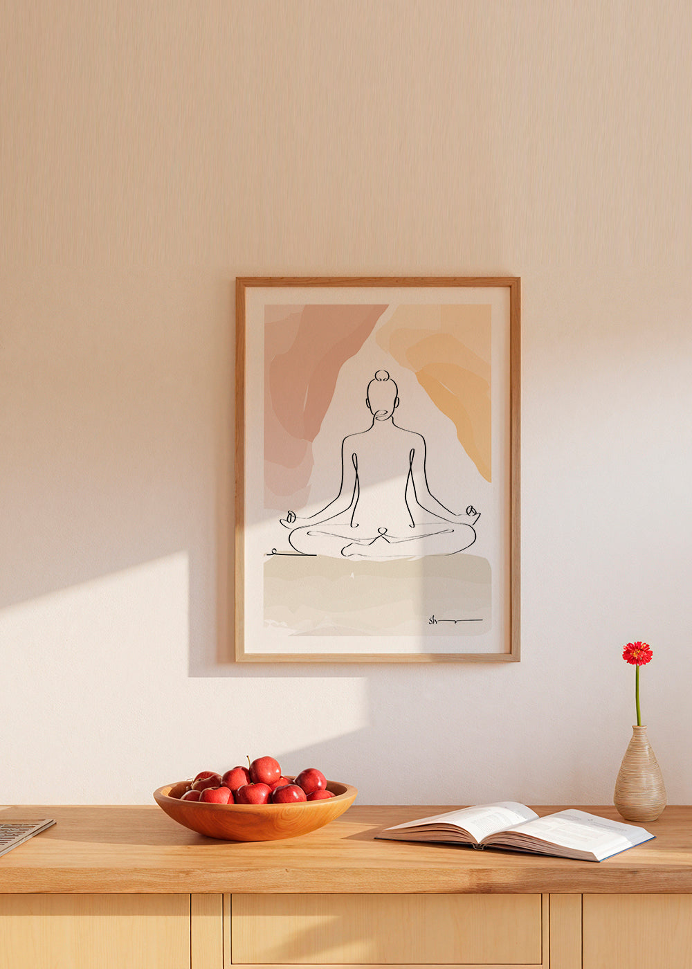 Avslappnat linjedesign: mediterande figur