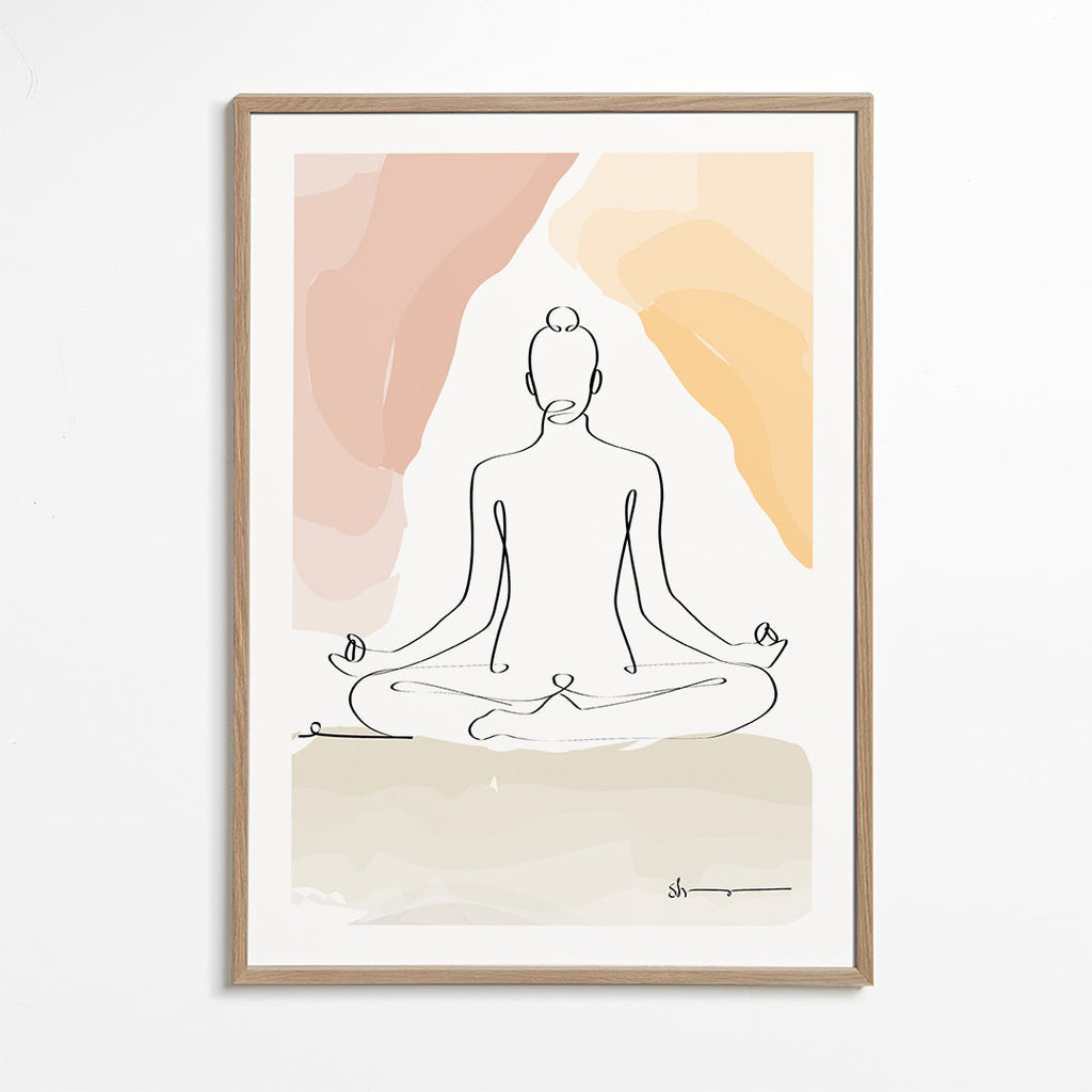 Avslappnat linjedesign: mediterande figur