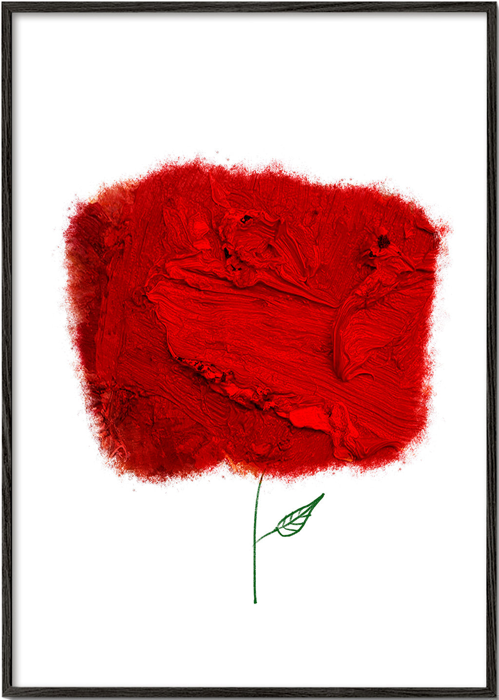 Botanisk poster med röd texturblomma
